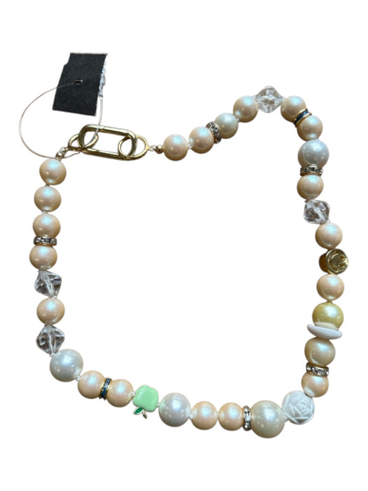 Pearl & Gold Faux Pearl Beaded Smiley Face Necklace Pearl & Gold