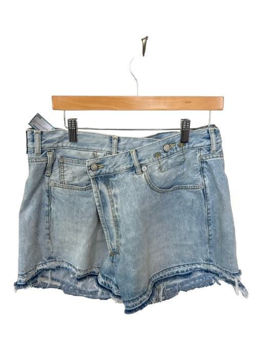 R13 Size 30 Light Wash Cotton Cross Over Cut Off Denim Shorts Light Wash / 30