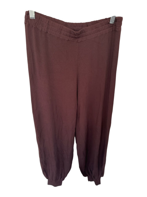 Zara Size M Brown Viscose Elastic Waist High Waist Wide Leg Pants Brown / M