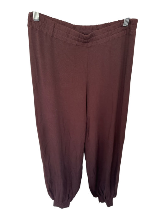 Zara Size M Brown Viscose Elastic Waist High Waist Wide Leg Pants Brown / M