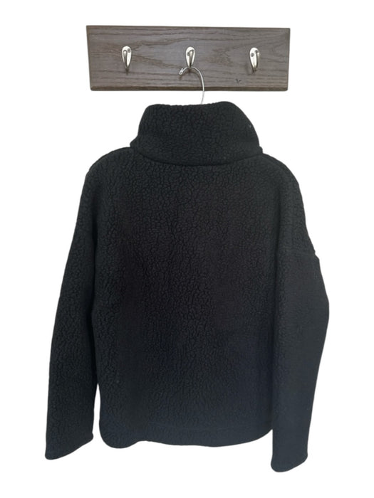 J. Crew Size M Black Polyester Faux Shearling Funnel Neck Half Zip Jacket Black / M