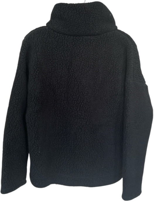 J. Crew Size M Black Polyester Faux Shearling Funnel Neck Half Zip Jacket Black / M