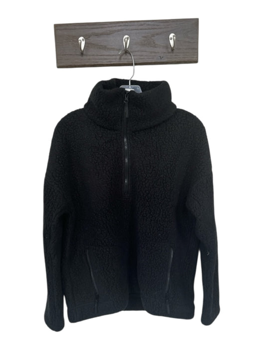 J. Crew Size M Black Polyester Faux Shearling Funnel Neck Half Zip Jacket Black / M