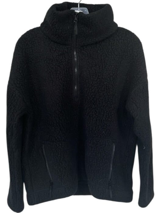 J. Crew Size M Black Polyester Faux Shearling Funnel Neck Half Zip Jacket Black / M