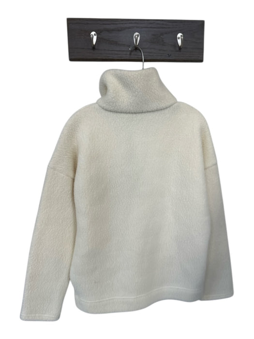 J. Crew Size M Cream & Blue Polyester Faux Shearling Funnel Neck Half Zip Jacket Cream & Blue / M
