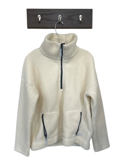 J. Crew Size M Cream & Blue Polyester Faux Shearling Funnel Neck Half Zip Jacket Cream & Blue / M