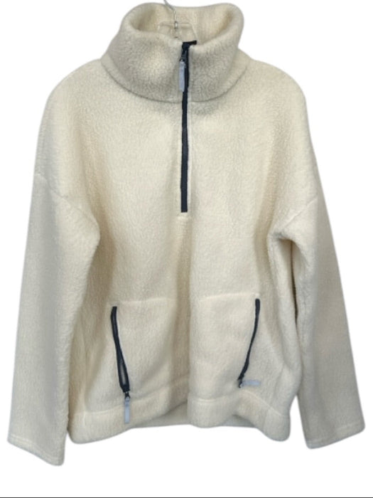 J. Crew Size M Cream & Blue Polyester Faux Shearling Funnel Neck Half Zip Jacket Cream & Blue / M