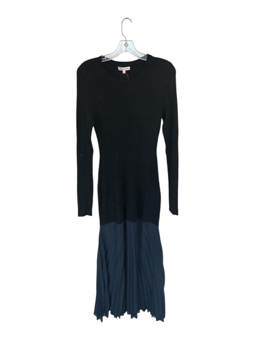 Lingua Franca Size M Black & Navy Missing Fabric Tag Long Sleeve Ribbed Dress Black & Navy / M