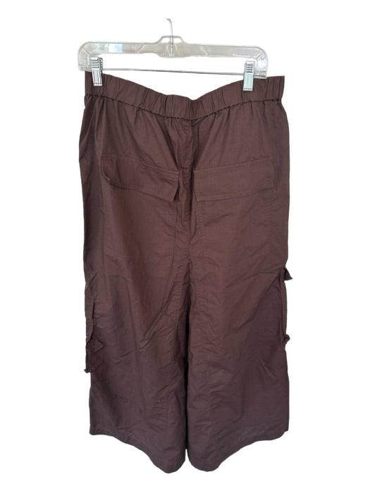 Tibi Size 10 Brown Cotton Drawstring Cargo Maxi Skirt Brown / 10