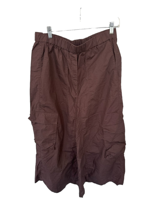 Tibi Size 10 Brown Cotton Drawstring Cargo Maxi Skirt Brown / 10