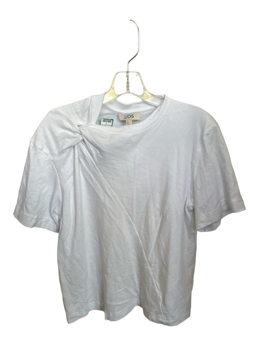 COS Size S White Cotton Short Sleeve Front Twist Top White / S