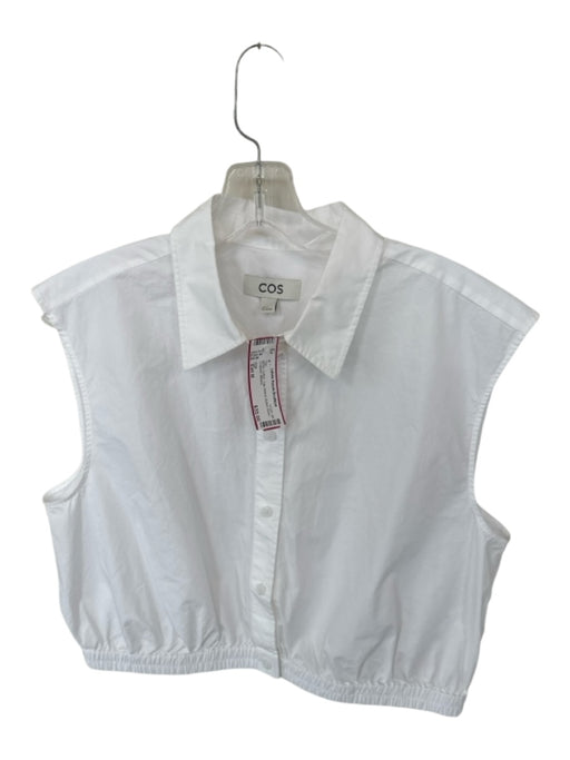 COS Size Est M White Cotton Cap Sleeve Button Down Cropped Top White / Est M