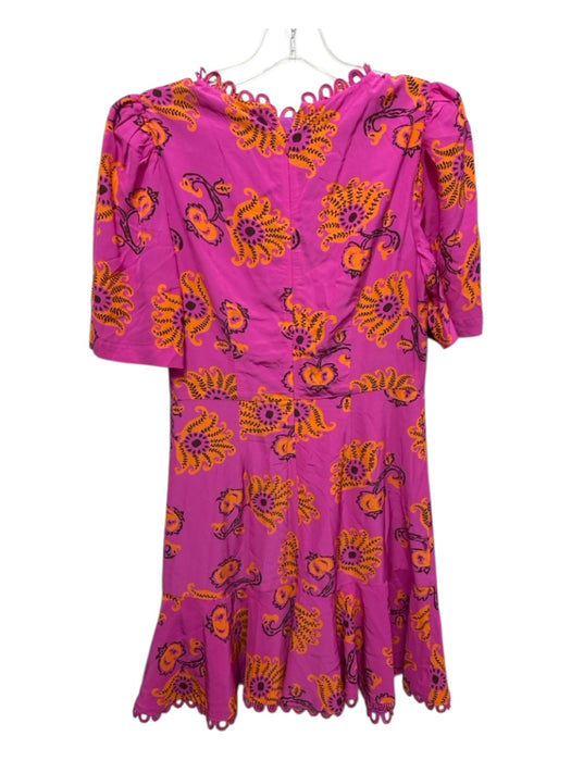 Rhode Size 4 Magenta & Orange Viscose Floral Abstract Back Zip Dress Magenta & Orange / 4