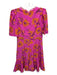 Rhode Size 4 Magenta & Orange Viscose Floral Abstract Back Zip Dress Magenta & Orange / 4