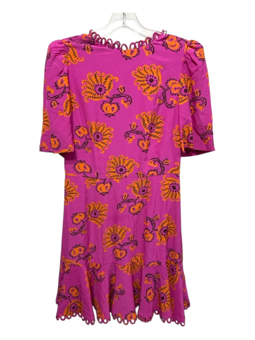 Rhode Size 4 Magenta & Orange Viscose Floral Abstract Back Zip Dress Magenta & Orange / 4