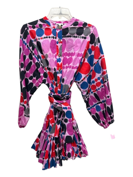Rhode Size XS Purple, Red, Blue Cotton Circles Sash Button Down Dress Purple, Red, Blue / XS