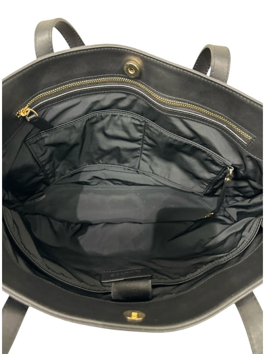 Quince Black Leather Top Handle Magnetic Close Tote Bag Black / M