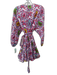 Rhode Size XS White, purple & multi Cotton Paisley Long Balloon Sleeve Dress White, purple & multi / XS