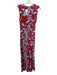 Eywasouls Size S Blue & Red Polyester Blend Floral Sleeveless Ruched Front Dress Blue & Red / S