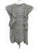 Ulla Johnson Size 0 White, Blue & Orange Silk Ruffle Cap Sleeve Tie Back Top White, Blue & Orange / 0