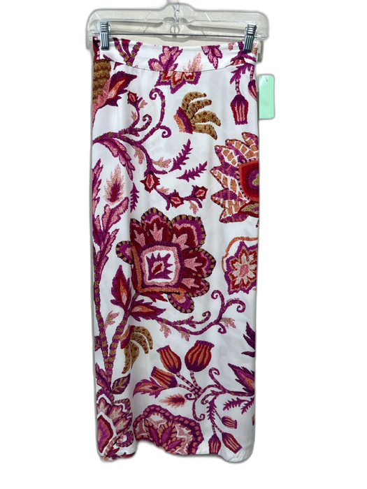 Farm Rio Size XS White, Purple & Red Viscose Botanical Sequin Print Maxi Skirt White, Purple & Red / XS