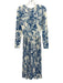 Hyacinth House Size XS Blue & White Polyester Long Sleeve Floral Back Zip Dress Blue & White / XS