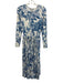 Hyacinth House Size XS Blue & White Polyester Long Sleeve Floral Back Zip Dress Blue & White / XS