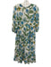 Tuckernuck Size XS Blue, Green & White 3/4 Balloon Sleeve Floral V Neck Dress Blue, Green & White / XS