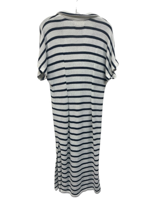 Pomander Place Size Est XS Navy Blue & White Acrylic Blend Batwing Sleeves Dress Navy Blue & White / Est XS