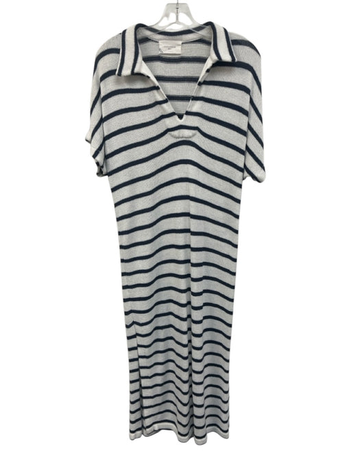 Pomander Place Size Est XS Navy Blue & White Acrylic Blend Batwing Sleeves Dress Navy Blue & White / Est XS