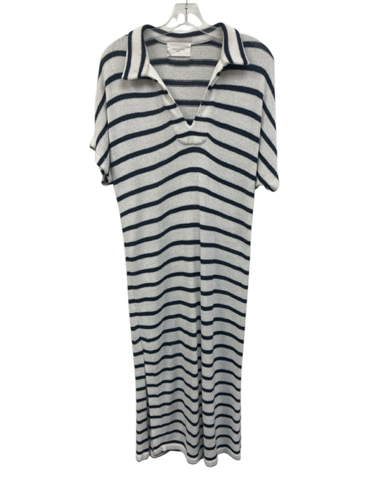 Pomander Place Size Est XS Navy Blue & White Acrylic Blend Batwing Sleeves Dress Navy Blue & White / Est XS