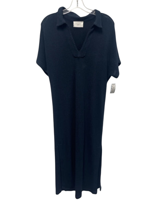 Pomander Place Size XS/S Navy Blue Acrylic Blend Batwing Sleeves Striped Dress Navy Blue / XS/S