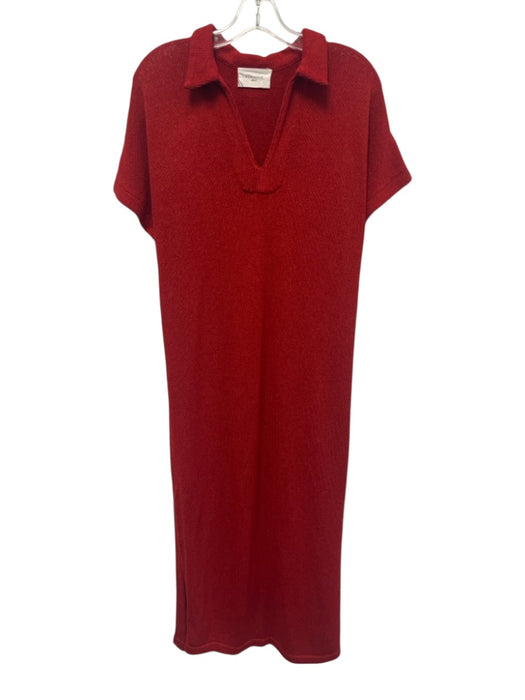 Pomander Place Size XS/S Red Acrylic Blend Batwing Sleeves Striped Collar Dress Red / XS/S