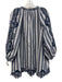 Rochelle Behrens Size XS Blue & White Cotton Blend Long Balloon Sleeve Dress Blue & White / XS