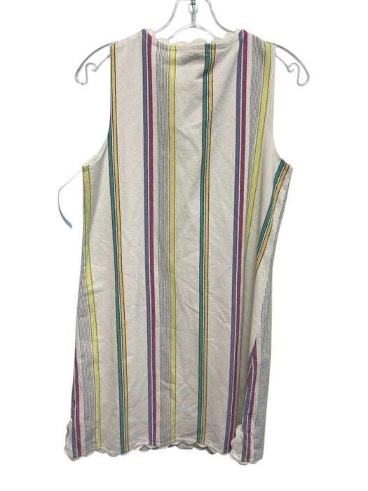 Tuckernuck Size XS White & Multi Cotton Sleeveless Striped Scalloped Hem Dress White & Multi / XS