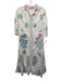 Oliphant Size XS White, Green, Pink 3/4 Sleeve Floral Button Up Midi Dress White, Green, Pink / XS