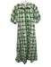 Sunshine Tienda Size XS Green & White Cotton 1/2 Sleeve Palm Frond Print Dress Green & White / XS