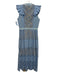 Hunter Bell Size 2 Light Blue & Beige Flutter Cap sleeve Lace Detail Midi Dress Light Blue & Beige / 2