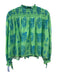 Rhode Size XS Green & Blue Viscose Blend shirred yoke Abstract Floral Top Green & Blue / XS