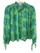 Rhode Size XS Green & Blue Viscose Blend shirred yoke Abstract Floral Top Green & Blue / XS