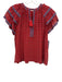Ulla Johnson Size 0 Red, Blue, White Silk Geometric Tassel Tie Detail Top Red, Blue, White / 0