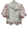 Hyacinth House Size XS White & Red Cotton Embroidered Zig Zag Scalloped Trim Top White & Red / XS