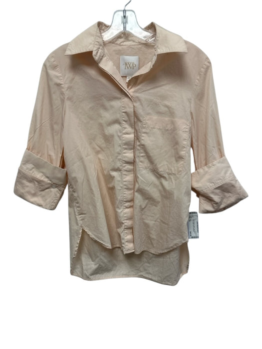 TWP Size XS Peach Orange Cotton Long Sleeve Cuffed Button Down Top Peach Orange / XS