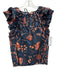 Ulla Johnson Size 0 Navy Blue & Red Cotton Botanical Tie Neck Top Navy Blue & Red / 0