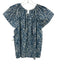 Ulla Johnson Size 2 Blue & Cream Cotton Abstract Gathered Neck Cap Sleeve Top Blue & Cream / 2