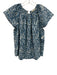 Ulla Johnson Size 2 Blue & Cream Cotton Abstract Gathered Neck Cap Sleeve Top Blue & Cream / 2