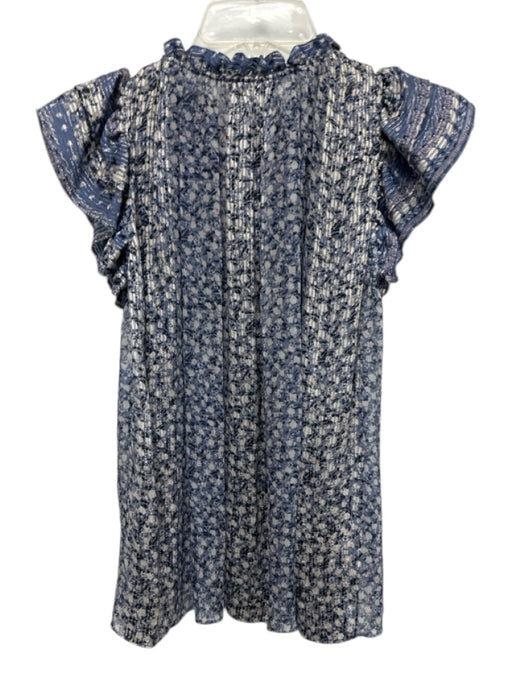 Ulla Johnson Size 0 Mixed Blues Silk Blend Metallic Thread Floral Top Mixed Blues / 0