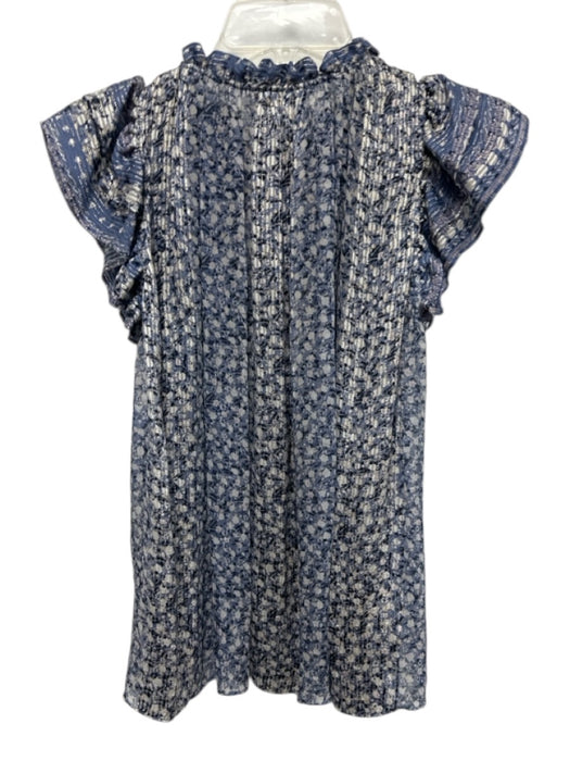 Ulla Johnson Size 0 Mixed Blues Silk Blend Metallic Thread Floral Top Mixed Blues / 0