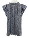Ulla Johnson Size 0 Mixed Blues Silk Blend Metallic Thread Floral Top Mixed Blues / 0