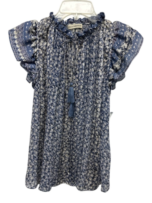 Ulla Johnson Size 0 Mixed Blues Silk Blend Metallic Thread Floral Top Mixed Blues / 0